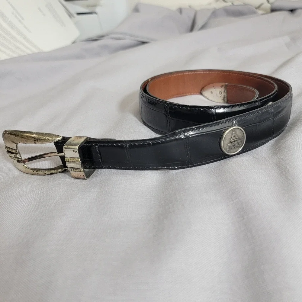 YRI RARE 2011 US Open Congressional Leather Black Croc Embossed  Belt Size 42